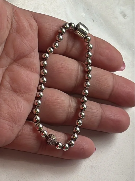 Pandora Sterling Silver Bead and Pave Bracelet - Picture 1 of 11